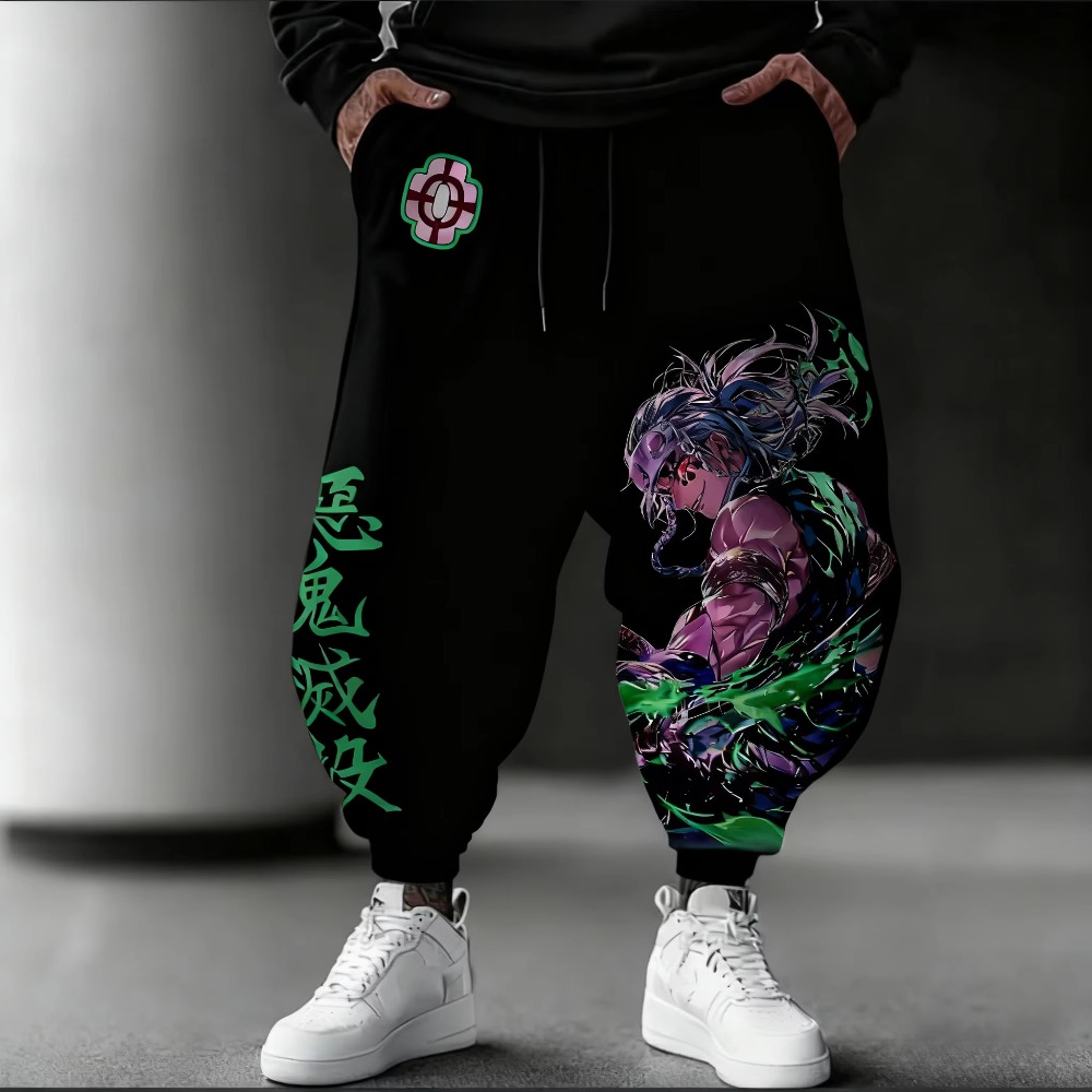 Winter Clothing Japan - กางเกงวอร์มผู้ชายลายอนิเมะดาบพิฆาตอสูร คอลเลคชั่นฤดูใบไม้ร่วง/ฤดูหนาว ลายอุซุย เท็นเก็น สไตล์ฮาราจูกุ ทรงหลวม