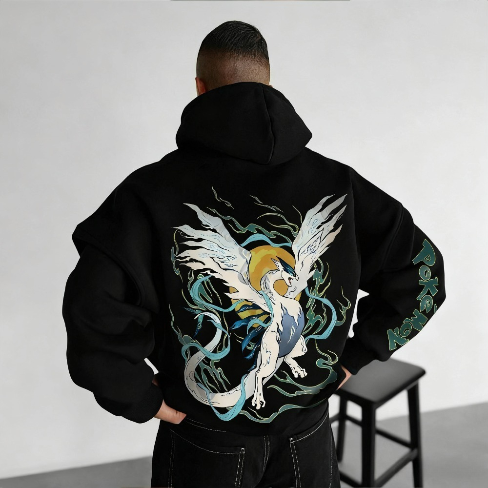 Winter Clothing Japan - เสื้อโปเกมอนลูเกียลายอนิเมะแท้สำหรับผู้ชาย รุ่นใหม่ประจำฤดูใบไม้ร่วง/ฤดูหนาว ปี 2025 ทรงหลวม สไตล์ลำลองแบบอเมริกัน