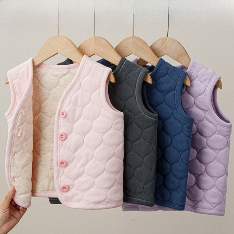 Winter Clothing Baby Boy - เด็กเสื้อกั๊กฤดูใบไม้ร่วงฤดูหนาวชายหญิงสีทึบหนาเสื้อสเวตเตอร์ถักนักเรียนเสื้อชุดชั้นในเสื้อกั๊กเด็กเสื้อผ้า