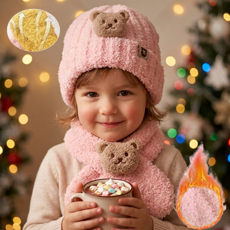 Winter Clothing Baby Boy - 1-10 ชิ้น ชุดหมวกและผ้าพันคอเด็กสำหรับเด็กหญิงเด็กชาย ชุดกันหนาวฤดูหนาว ลายการ์ตูนหมี เสื้อผ้ากันหนาวสำหรับเด็ก