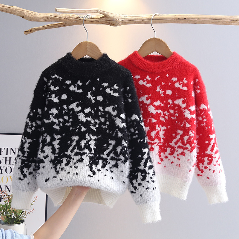 Winter Clothing Drawing For Kids - 2025 ฤดูใบไม้ร่วงฤดูหนาวถักเสื้อผ้าเด็กจุดดําเสื้อกันหนาวเด็กNice CozyสีแดงหญิงPulloverอุ่นเสื้อผ้าเด็กIY07131