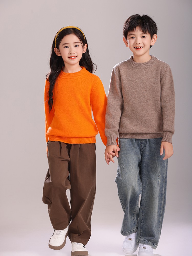 Winter Clothing Kids - เสื้อสเวตเตอร์ขนสัตว์เด็กฤดูใบไม้ร่วงฤดูหนาวเด็กหญิงเด็กชายคอเลียนแบบพื้นฐาน 100%เมอริโนขนสัตว์ถักเด็กแคชเมียร์เสื้อผ้าหนา